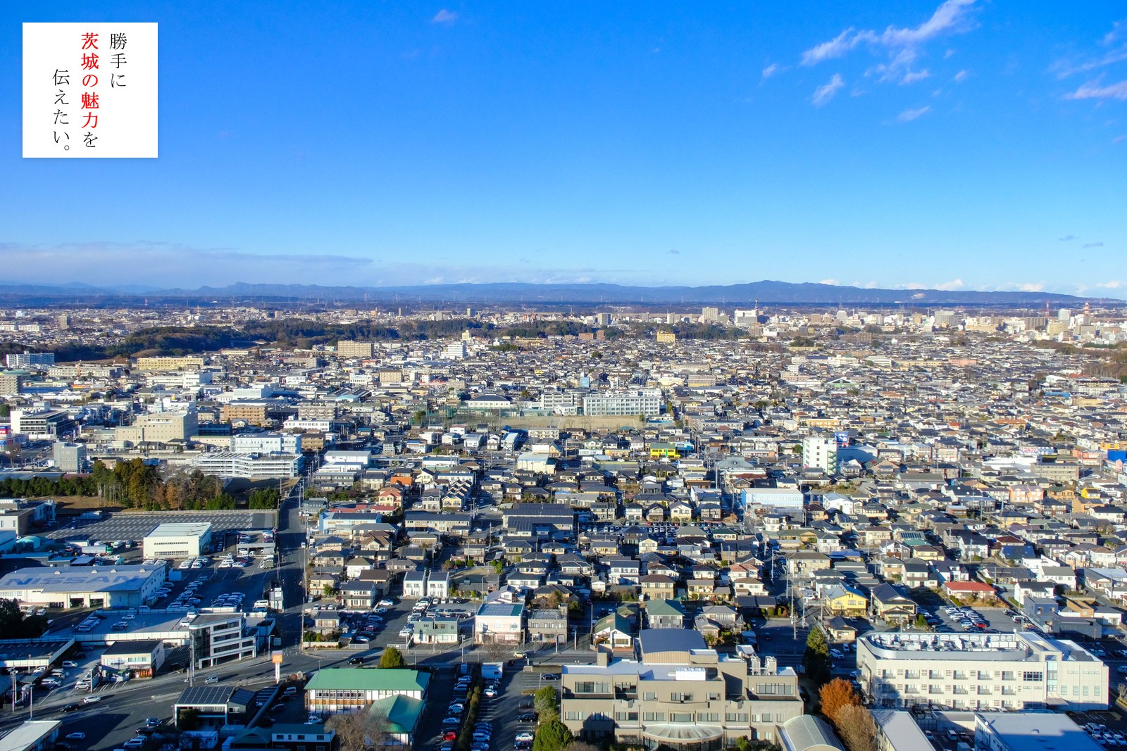 茨城県庁の展望ロビーから見た水戸の街